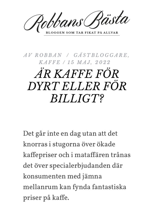 Kaffemissionären gäst i Sveriges största fikablogg